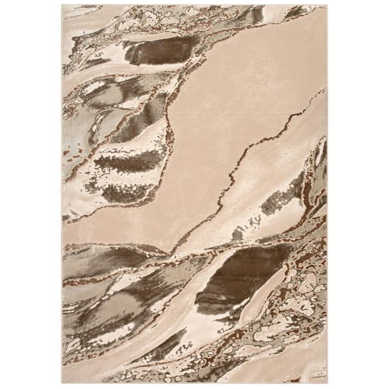 Rectangle Marble Area Rug, Beige, Rectangle 80 x 150 cm