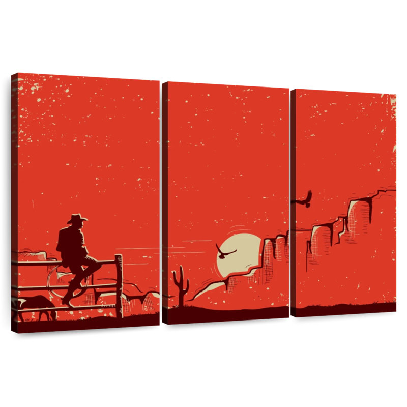 Lelar Cowboy Sunset Landscape, 42" H x 65" W