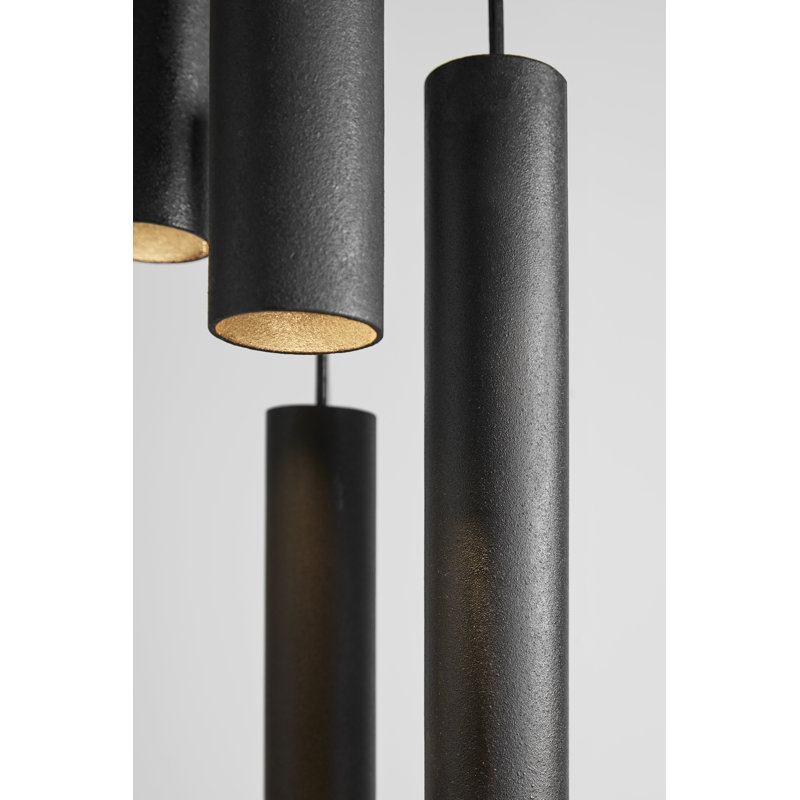 Roest Industrial Steel Pipe Pendant Light, 12" H x 2.5" W x 2.5" D, Carbon