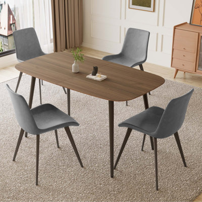 Table de salle à manger rectangulaire 55,1 ", ensemble de table de salle à manger moderne avec chaise rembourrée en similicuir