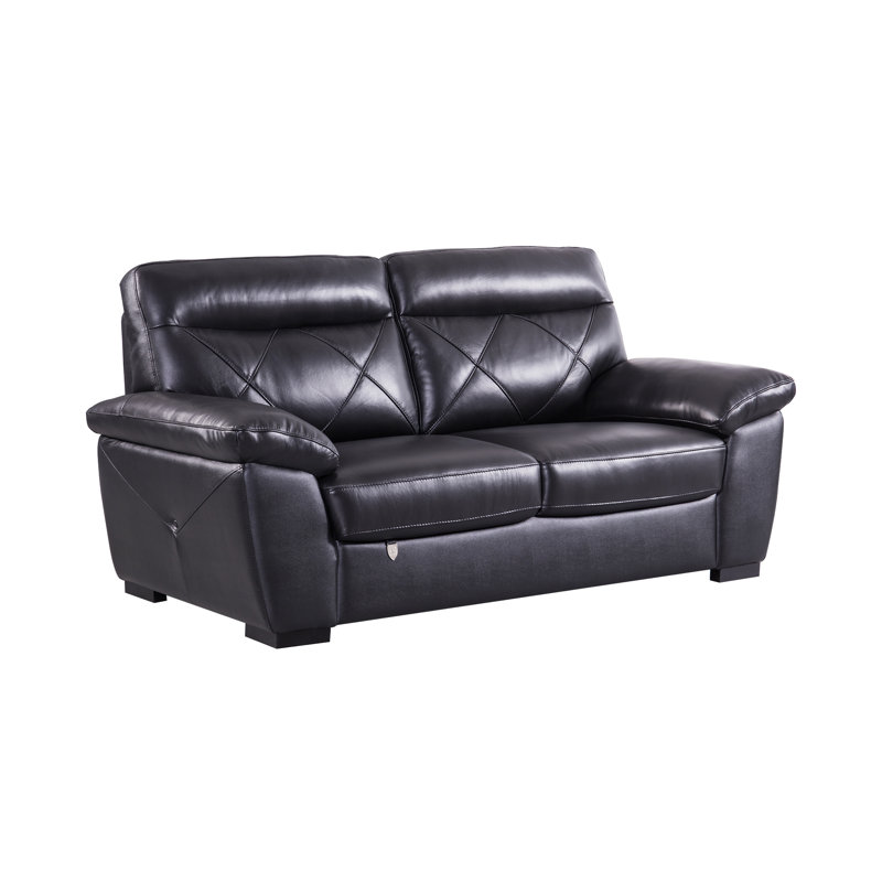 Causeuse Renfro, Cuir véritable noir