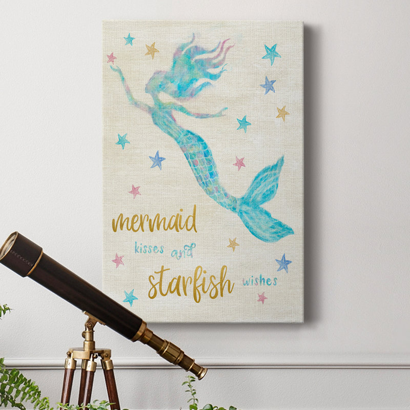 Mermaid Kisses - peinture sur toile tendue, H 36 po x l 24 po x P 1,5 po