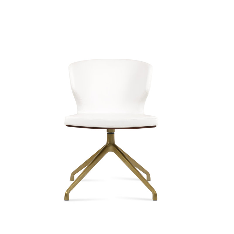 Fauteuil pivotant Amed Plus, Blanc, Doré