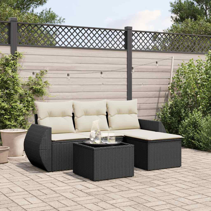 Ensemble de canapé de jardin Vidaxl noir, blanc crème