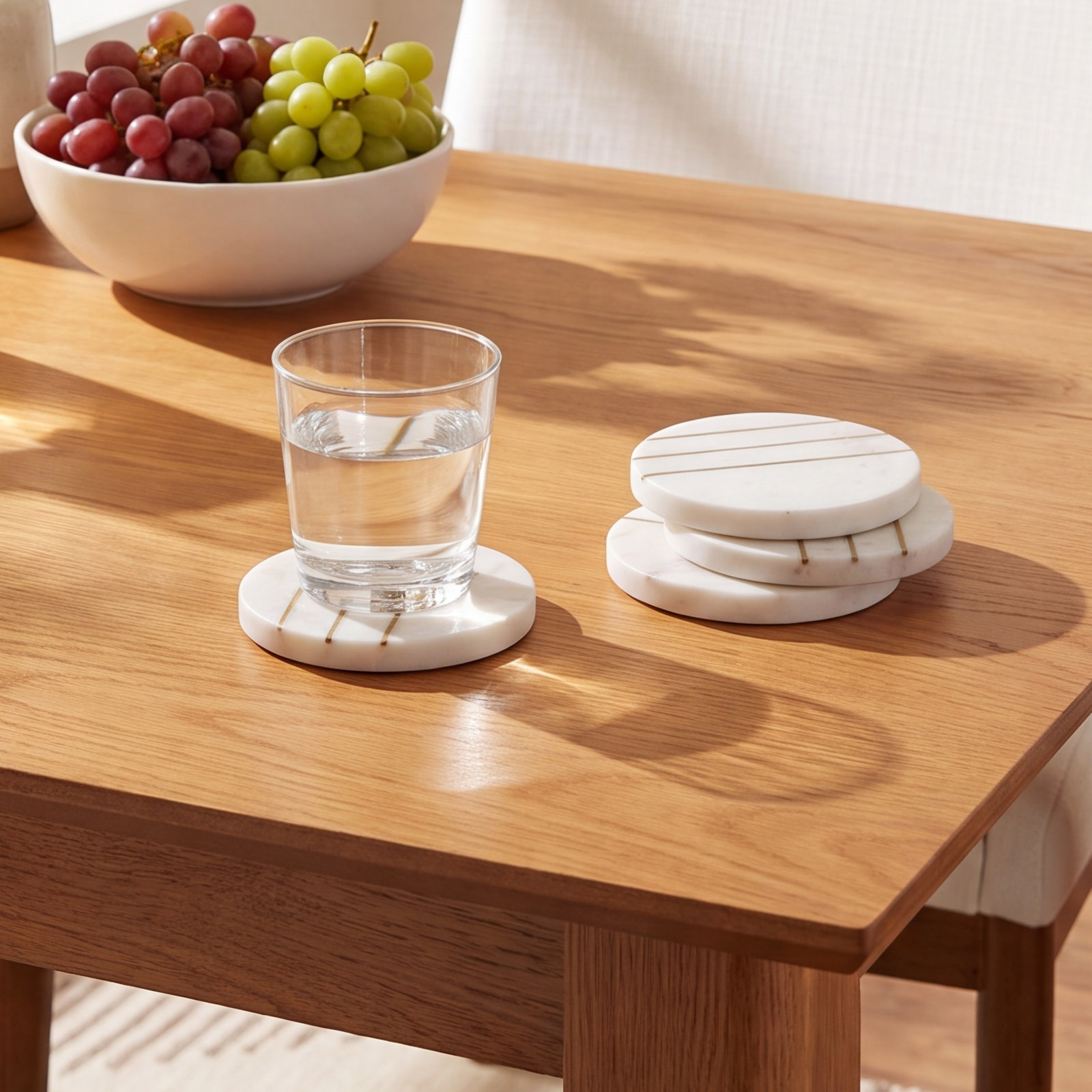 Marble Round 4 Piece Coaster Set