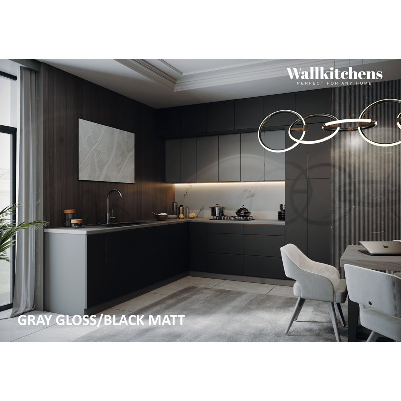 108'' W x 108'' H Medium Density Fiberboard (MDF) Ready-to-Assemble, Black/Gray