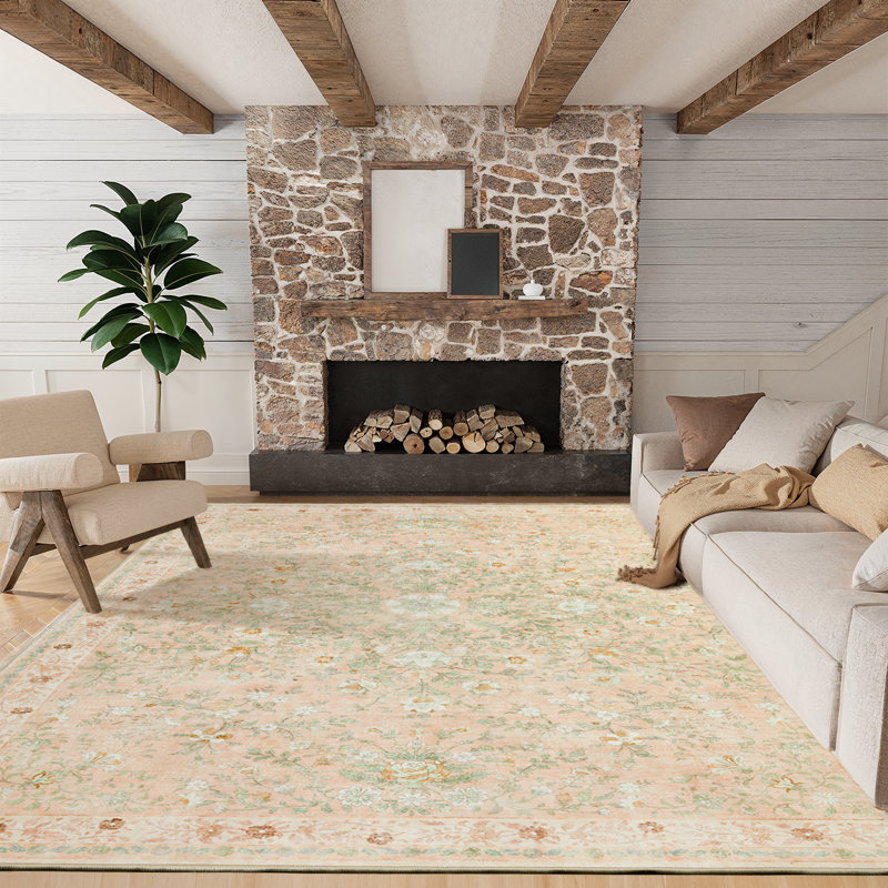 Tapis à motif floral Boho, Rectangle 8 pi x 10 pi