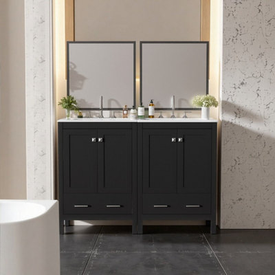 Ensemble de meuble-lavabo autoportant 48 po avec rangement et portes à fermeture en douceur 48 po