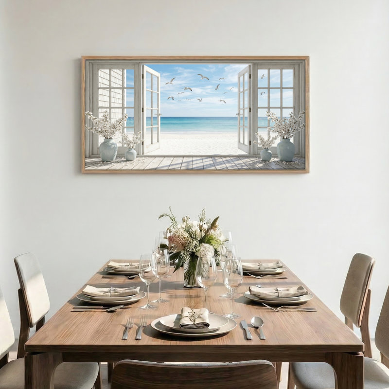 «Beach View», reproduction d'art sur toile encadrée de 1 x 58 x 28 po, 58 po x 28 po