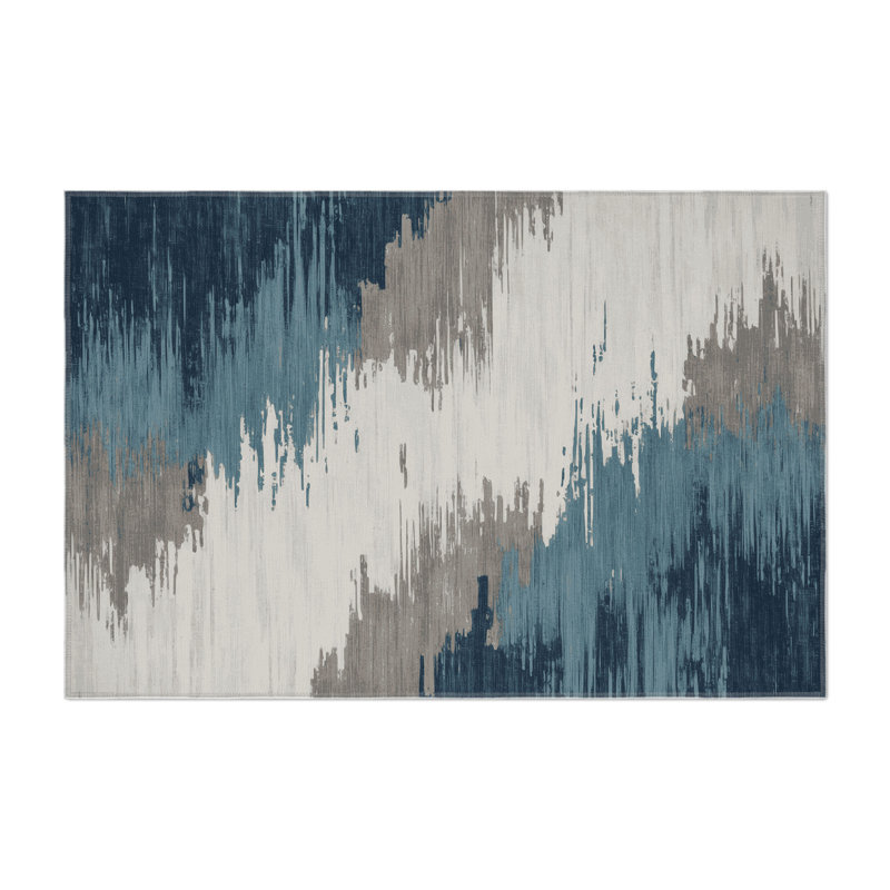 Tapis intérieur et extérieur gris Watercolor, Rectangulaire 3 pi x 5 pi