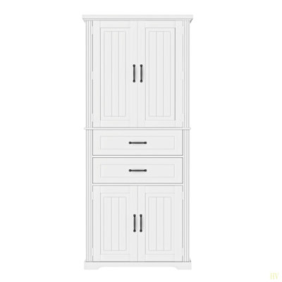 Armoire de rangement avec espace de rangement multifonctionnel, portes avec tablettes de rangement, 2 tiroirs, tablette réglable