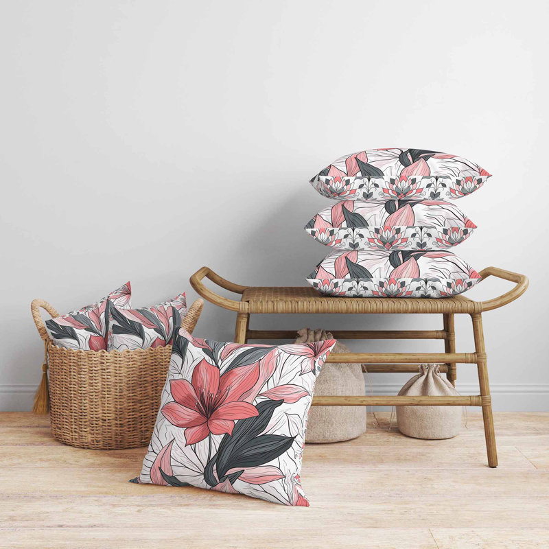 Painted Desert Flora intérieur / extérieur 20 x 20, Square 20", Rose / Gris