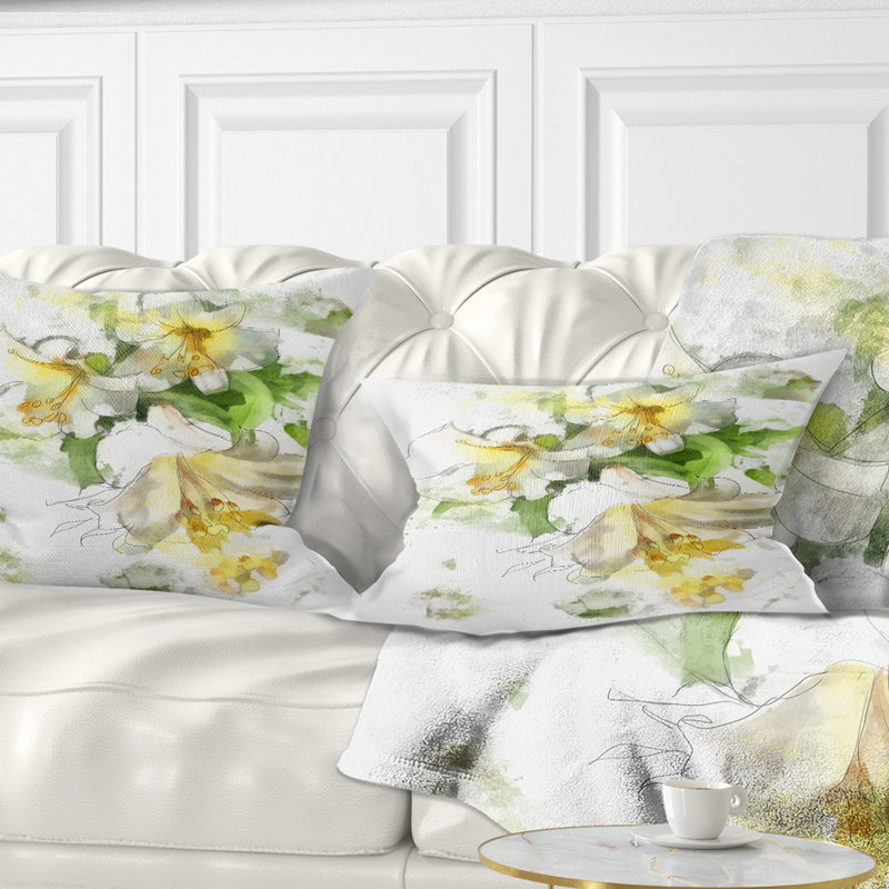 Coussin lombaire en aquarelle de petites fleurs floral