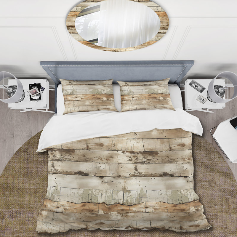 Ensemble de housse de couette Rustic Farmhouse Weathered Planks IV, Housse de couette pour très grand lit et 2 très