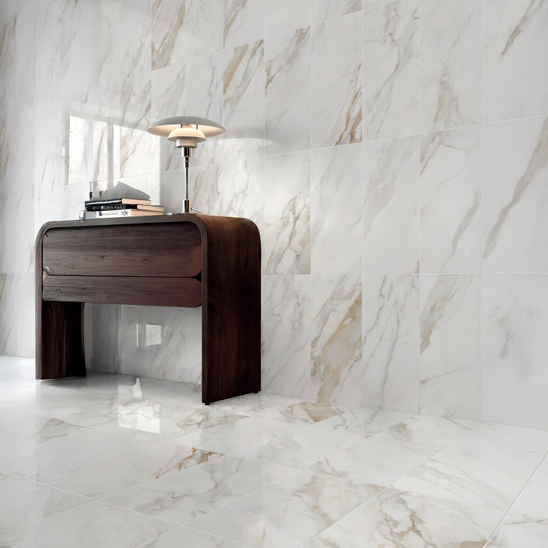 Mikano 24" x 48" Calacatta Gold Polished Porcelain Tile