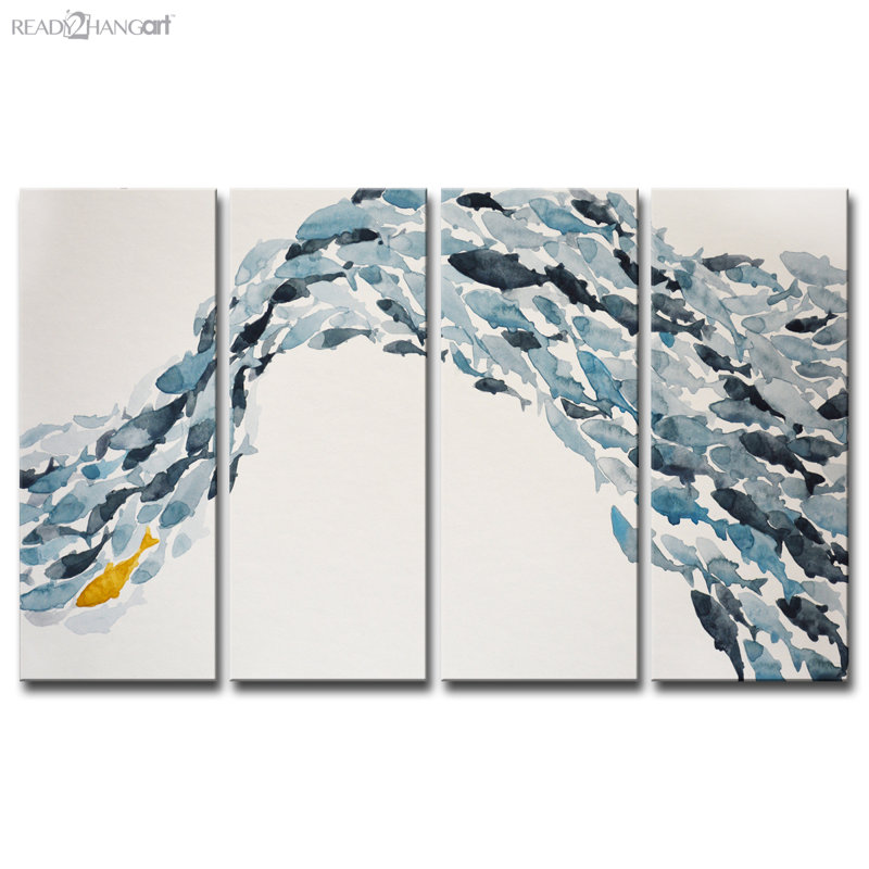 «Goldfish», ensemble de 4 reproductions sur toiles tendues