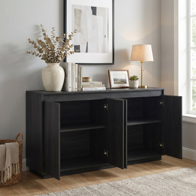 59.12" Sideboard Buffet Cabinet with Power Outlet, Wavy Vertical Texture Accent Cabinet, Freestanding Kitchen Storage Cabinet for Dining Room