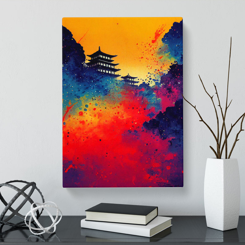 Mindaugas Japanese Sunset Splatter - Wrapped Canvas, 50cm H x 35cm W x 3cm D