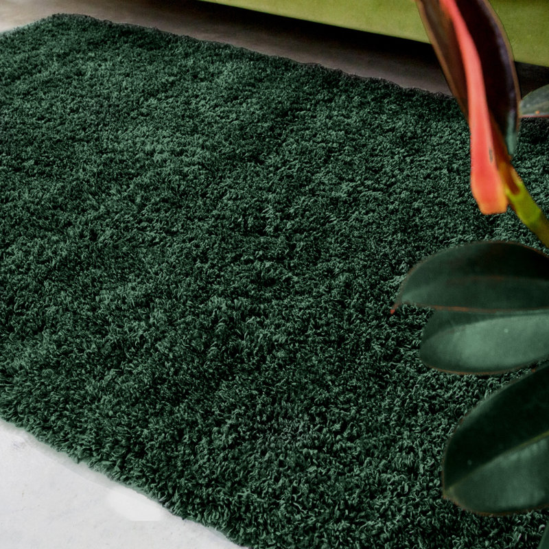 Durable Super Soft Shaggy Dark Green Rug, Rectangle 190 x 280cm