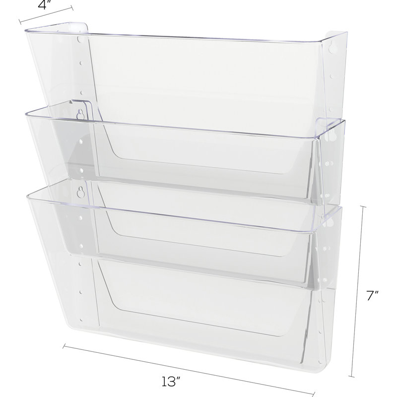 Clear Acrylic 3-Compartment Wall File Pocket System