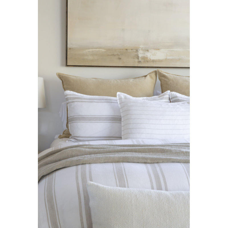 Jackson Striped Linen Duvet Cover, King Duvet Cover, White/Natural
