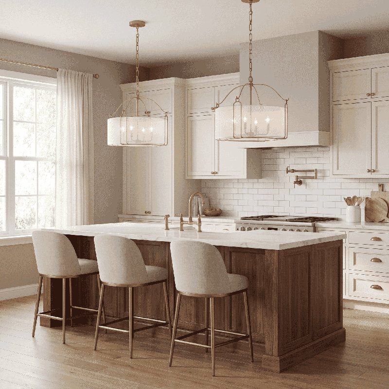 Ashlay 4-Light Hubbs in Warm Brass, Brass