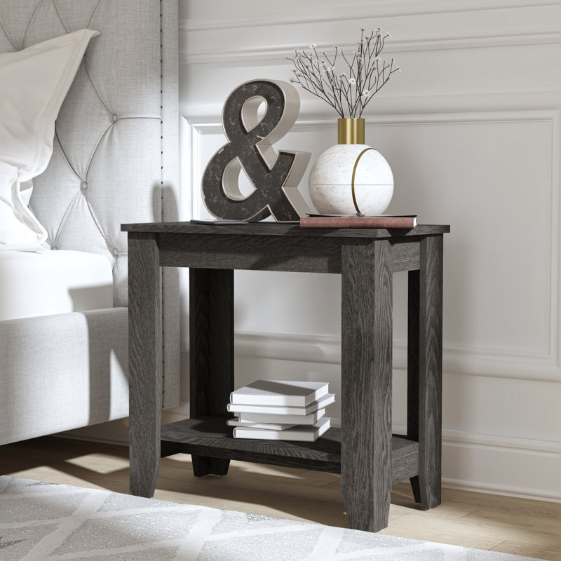 Table d'appoint Justine Basilico avec rangement, Chêne gris foncé