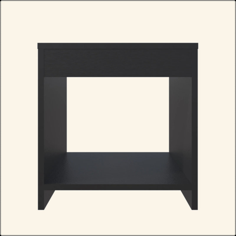 Table de chevet noire avec rangement ouvert, Noir