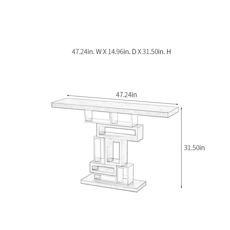 Console Modern Luxury, H 31,5 po x l 47,24 po x P 14,96 po, Marron foncé