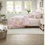 Ensemble de literie King, couette en microfibre rose à fleurs avec taies d'oreiller à volants