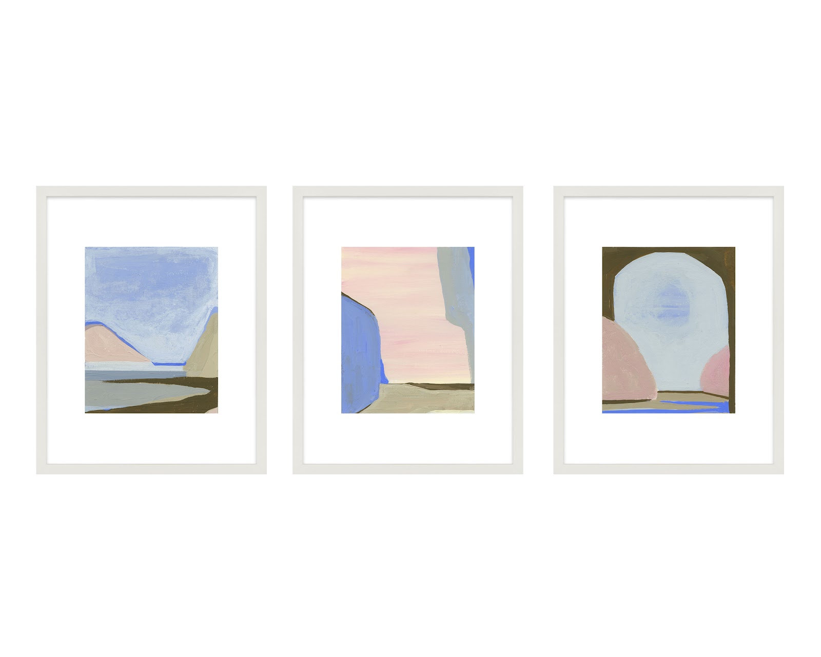 Morning Sky 3-Piece Painting Set, 38" H x 30" W, White Framed