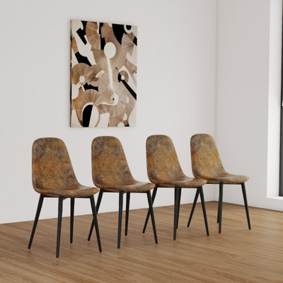 Dining Chairs Set of 4, Modern Accent Chairs with Soft glove suede Fabric Upholstered Seat -  George Oliver, 92A1484C8CE147DC92FE026F6F5DBAF1