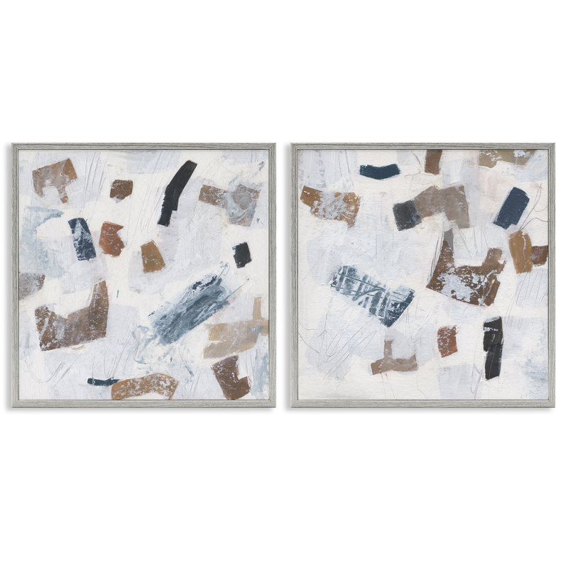  «Scattered Neutral Shapes», ensemble de 2 giclées par Melissa Wang, H 12 po x l 12 po, Estampe numérique Farmhouse