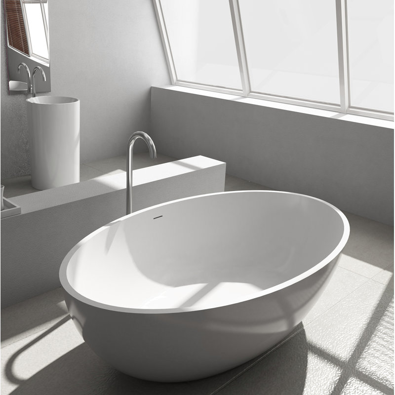 Betsabe 69.25'' x 40.5'' Freestanding Soaking Solid Surface Bathtub