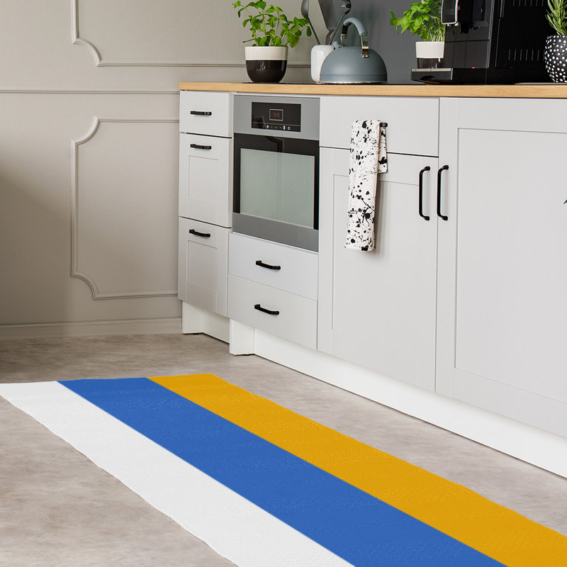 Tapis bleu/jaune, Tapis de couloir 2 pi 6 po x 8 pi