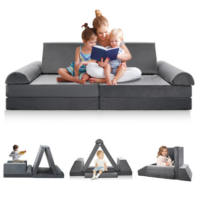 Kids Couch, Modular Convertible Sofa, Fold Out Couch for Imaginative Children, Creative Couch