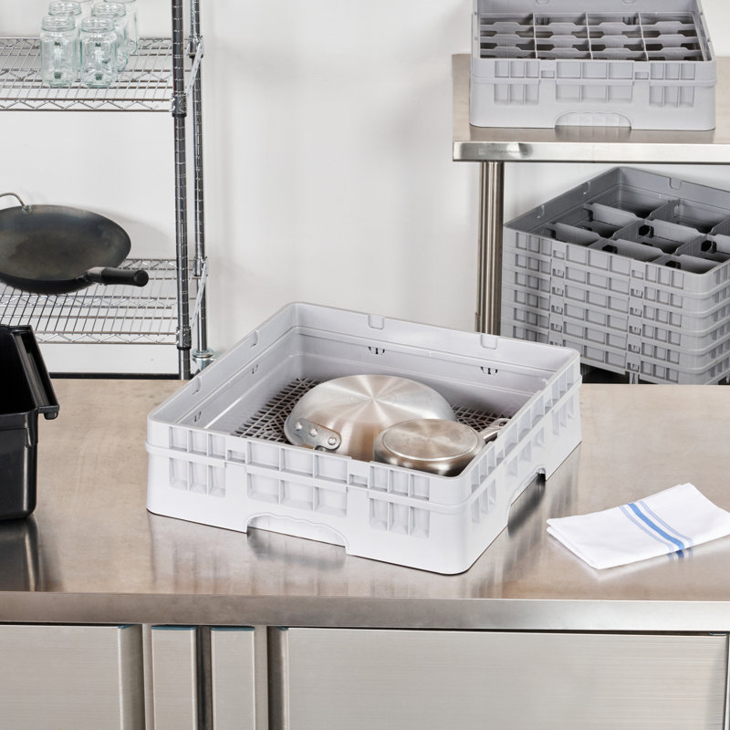 EXTENSIBLE SEULEMENT, rallonge de support en verre professionnel Clean Tek, 1 accessoire en polypropylène gris robuste, durable avec côtés fermés, rallonge de lave-vaisselle, support vendu séparément