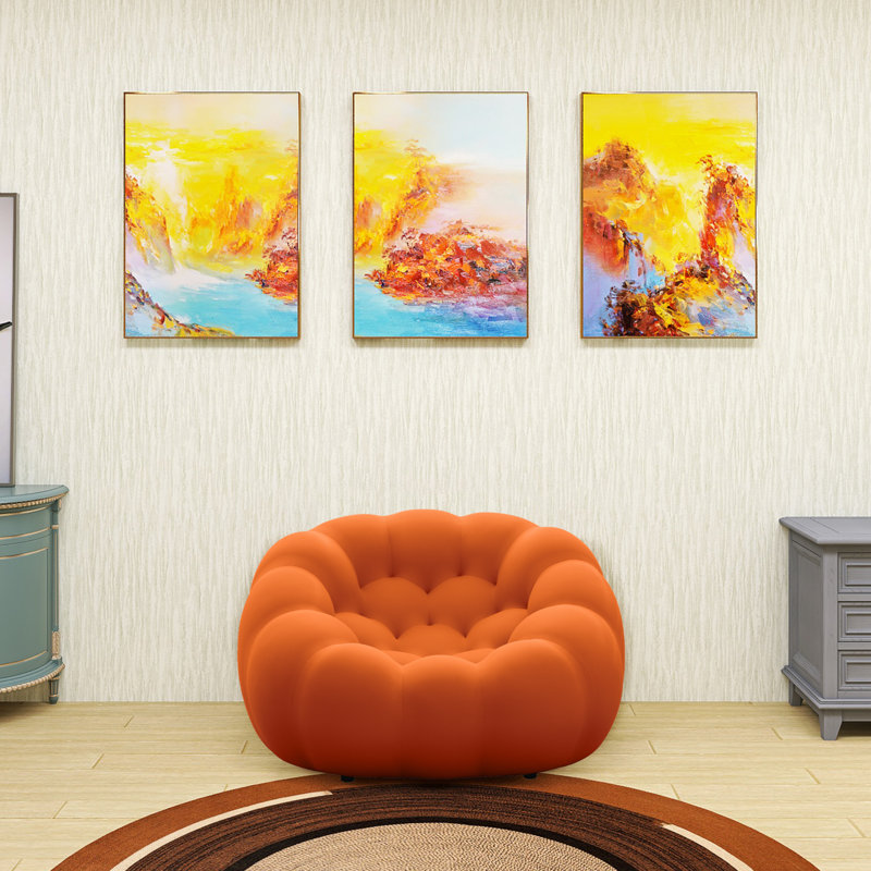 Fauteuil d'appoint rembourré l 46,9 po Harbir, Velours orange