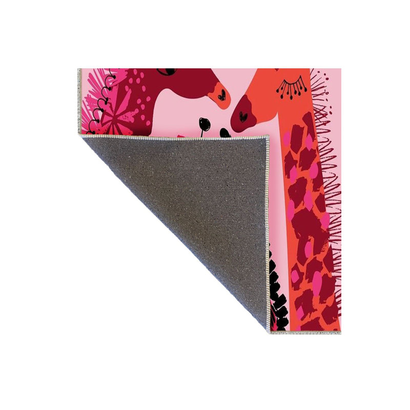 Tapis décoratif moderne à motif tissé rose, Sous-tapis rectangulaire 2 pi 6 po x 4 pi 11 po