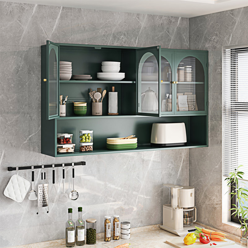 Rangement mural 47,25 po à quatre portes pour la cuisine, Vert foncé