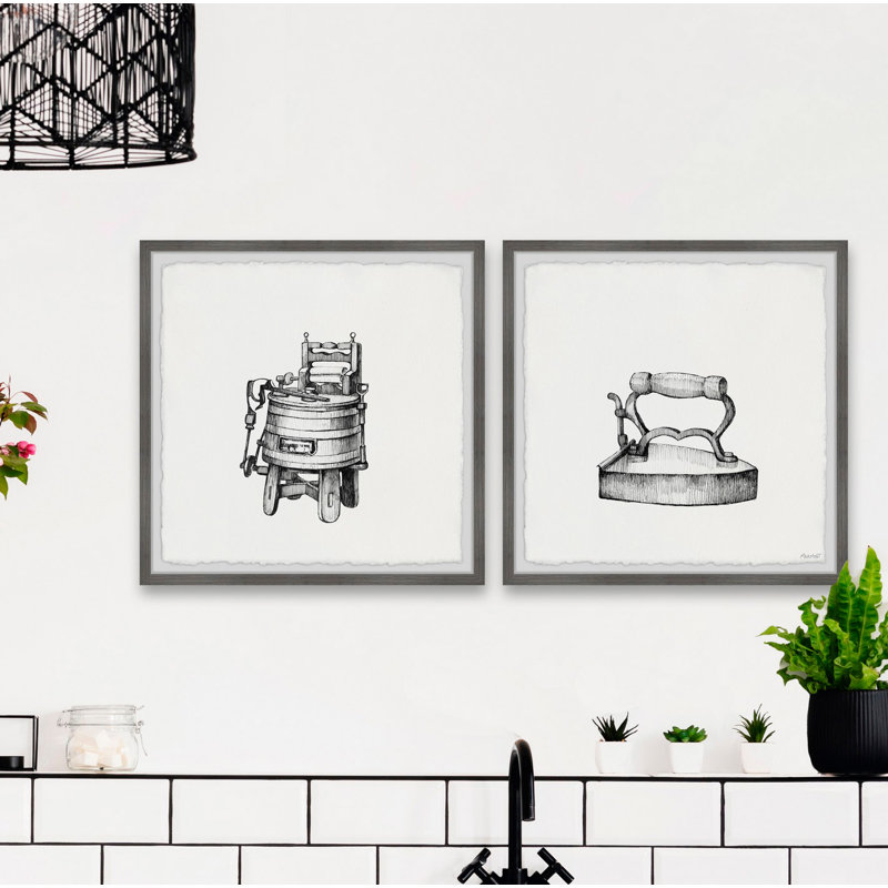 Old Washer 2 Piece Single Picture Frame Wall Art Set, 30cm H x 60cm W x 3.81cm D