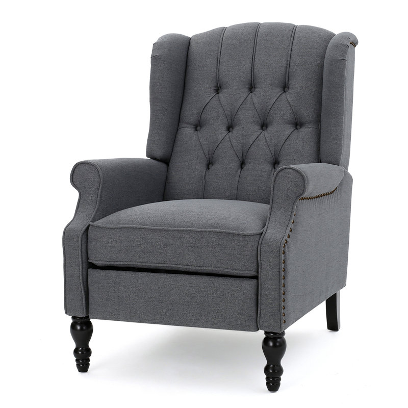 Fauteuil inclinable gris anthracite en tissu capitonné, Gris anthracite
