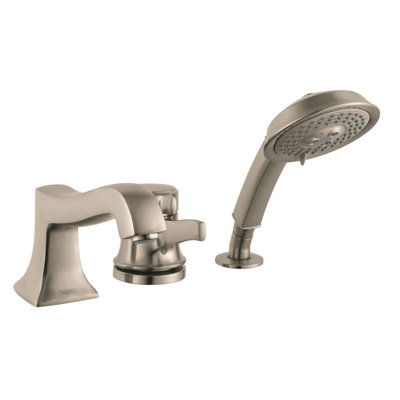 Garniture de baignoire romaine à poignée simple à fixation sur plateau avec douche à main C Metris