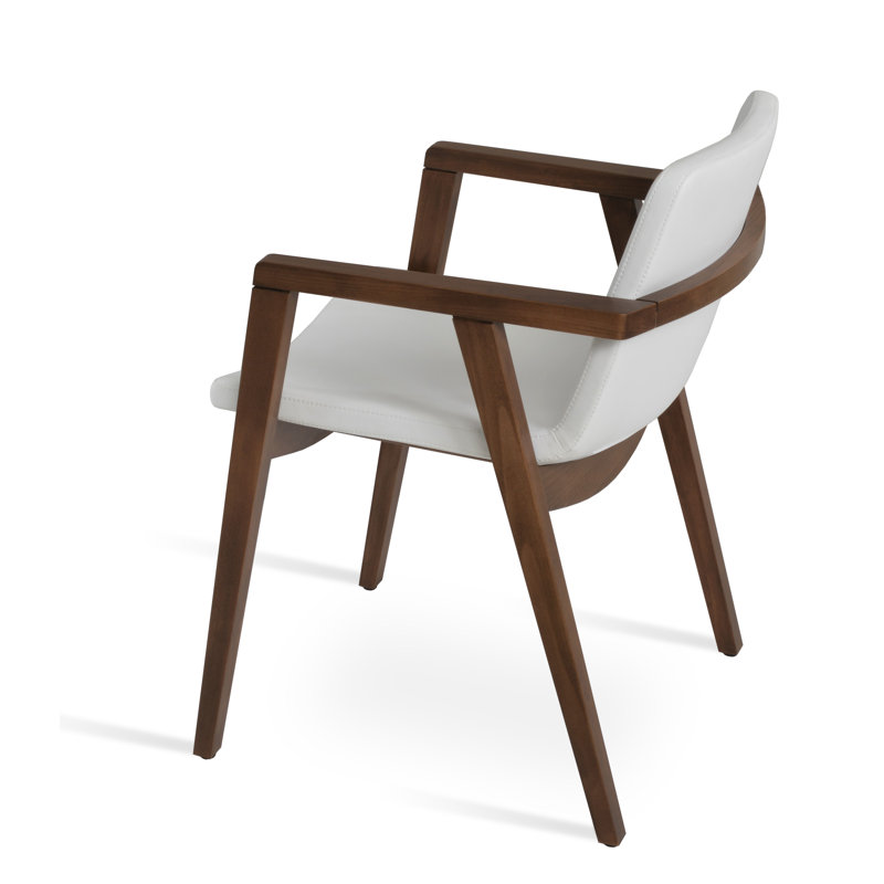 Nevada Wood Arm Dining Chair, White