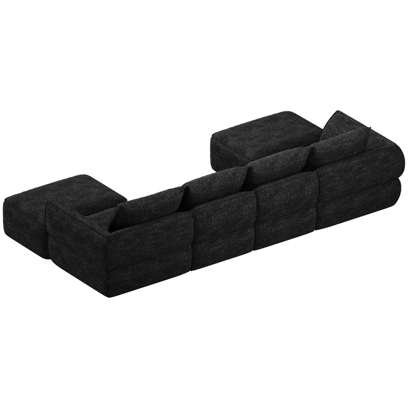 Boneless 132" Modular Sectional Sofa with Deep Seat, U-Shaped Cloud Couch for Living Room, 4-Seater Boneless Sofa with 2 Ottomans, Flexible Combination Modern Upholstery Sofa, No Assembly Required