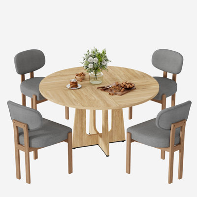 47.24" Wooden Round Dining Table Set for Kitchens, Dining Room, Living Room
