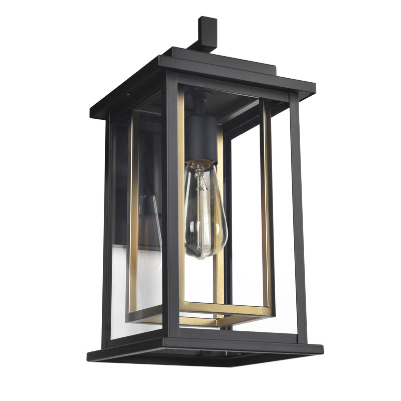 Lanterne murale d'extérieur à 1 ampoule noire / dorée H 14,75 po Jarman