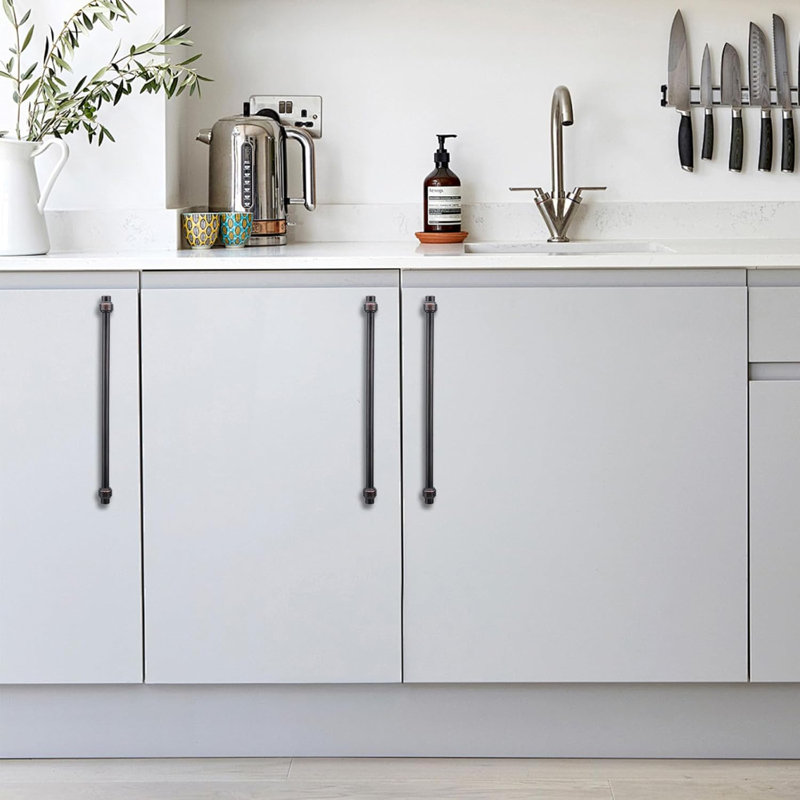 Paquet de 10 poignées d'armoire, poignées de tiroir en alliage de zinc massif, quincaillerie de cuisine et de commode moderne avec filetage profond