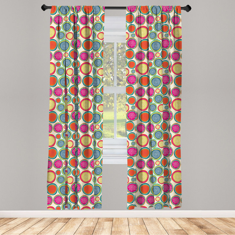 Colorful Geometric Semi-Sheer Rod Pocket Sliding Panel, 28" W x 63" L