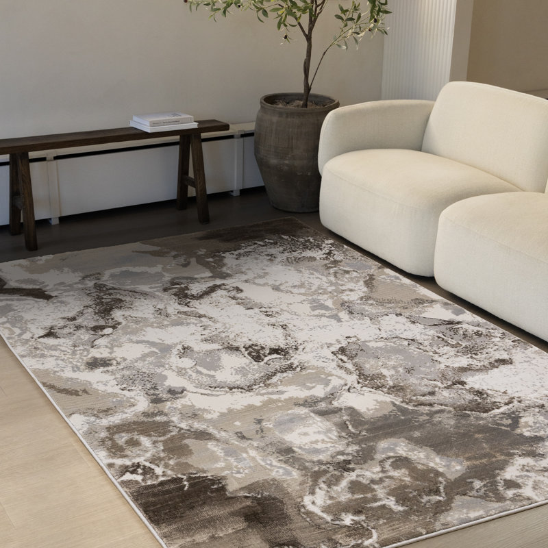 Tapis d'intérieur gris taupe Yaselin, Rectangle 5 pi 3 po x 7 pi 7 po